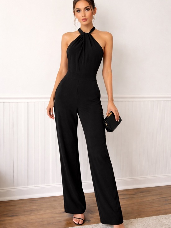 Express Pants - Express Black Halter Jumpsuit